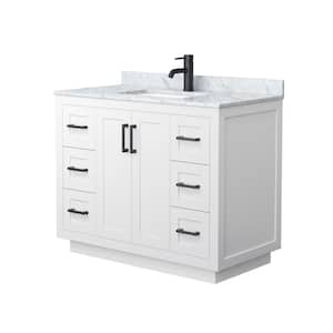 Miranda 42 in. W x 22 in. D x 33.75 in. H Single Sink Bath Vanity in White with White Carrara Marble Top