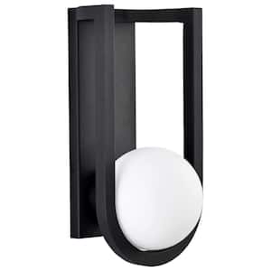 Cradle Matte Black Aluminum Hardwired Outdoor Wall Lantern Sconce with Integrated LED