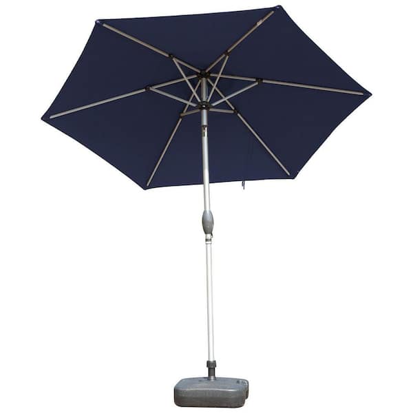 6.5 foot patio umbrellas uv and waterproof blue Tileon 7.5 ft. Aluminium Market Patio Umbrella with Push Button Tilt&Crank, 6 Sturdy Ribs,UV Protection Waterproof in Navy Blue