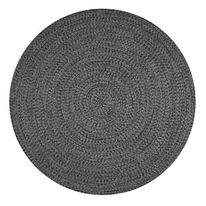 Lefebvre Casual Braided Charcoal 8 ft. Indoor/Outdoor Round Patio Rug