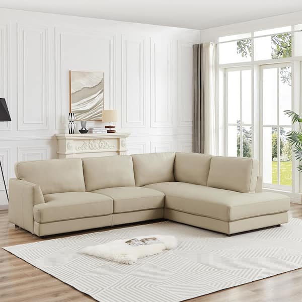 Leather ivory store sectional