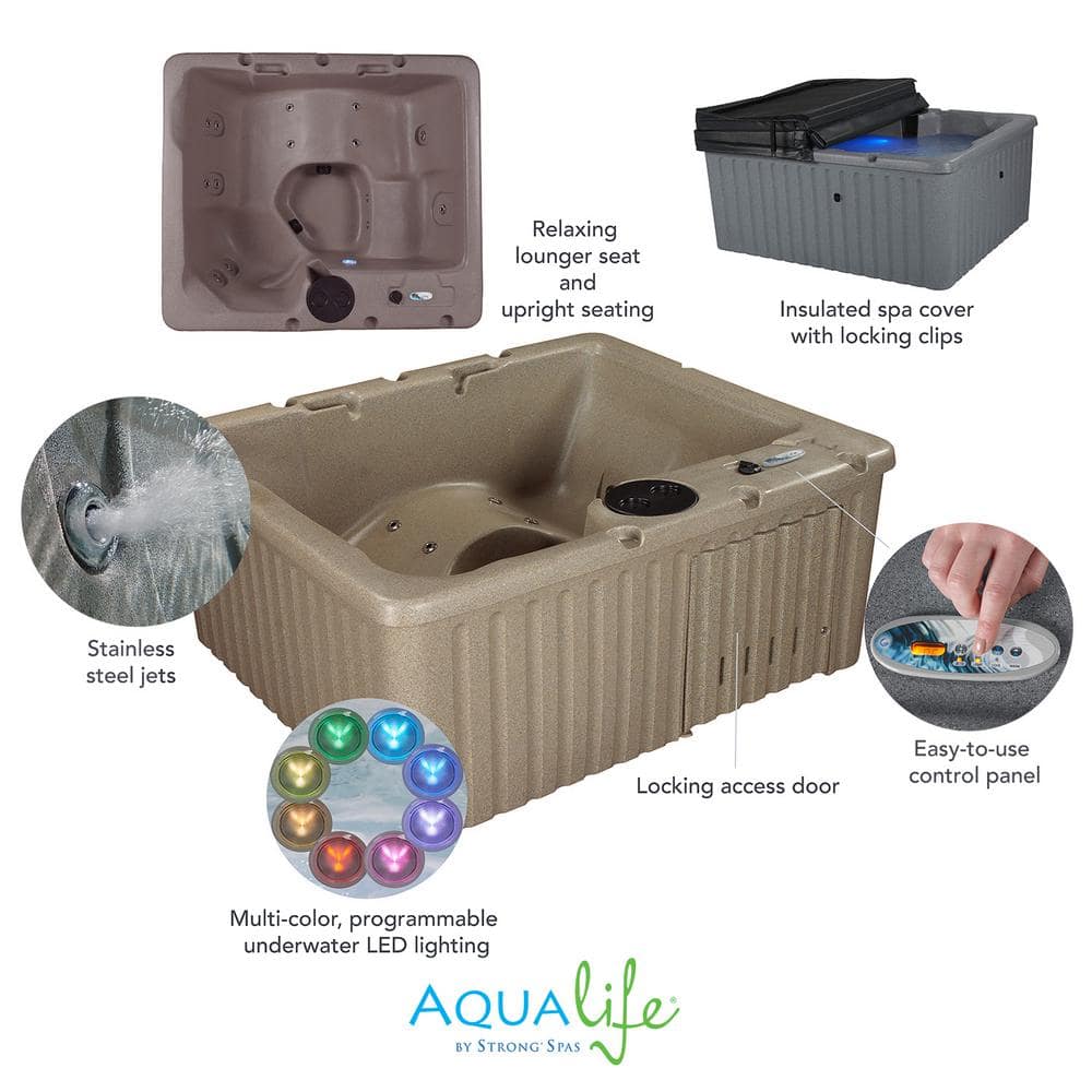 Gray Granite 4-Person Rectangle Plug and Play Hot Tub