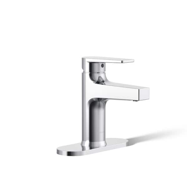 KOHLER Taut Single Handle Single-Hole 1.2 GPM Bathroom Sink Faucet with Escutcheon in Polished Chrome