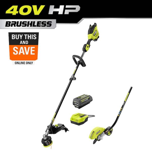 40V HP Brushless Whisper Series 17 in. Cordless Attachment Capable String Trimmer with Edger, 4 Ah Battery, and Charger