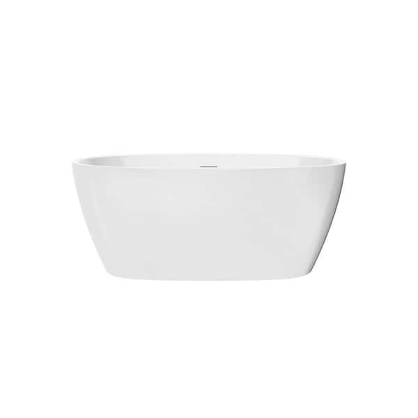 59 in. x 31.5 in. Acrylic Freestanding Flatbottom Soaking Bathtub in White