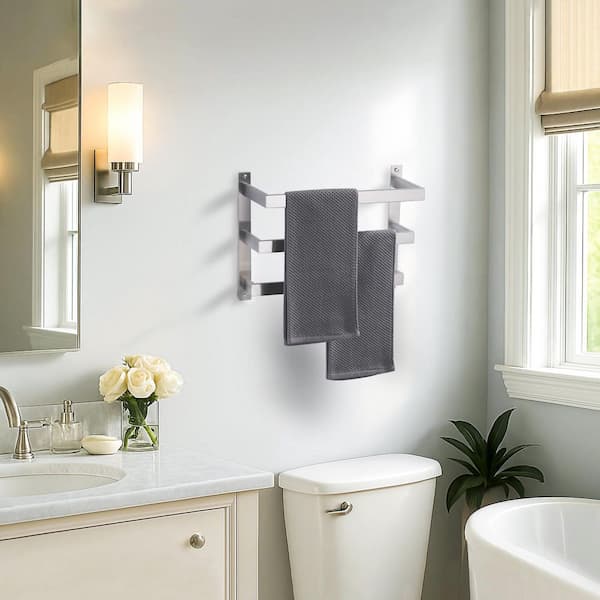 16 in. Stainless Steel Wall Mounted Triple Towel Rack in Brushed Nickel