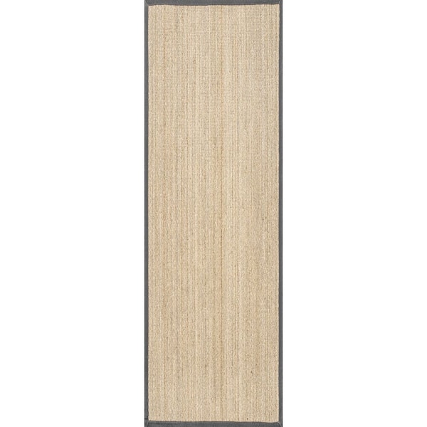 nuLOOM Elijah Seagrass with Border Dark Gray 2 ft. 6 in. x 6 ft. Indoor Runner Rug
