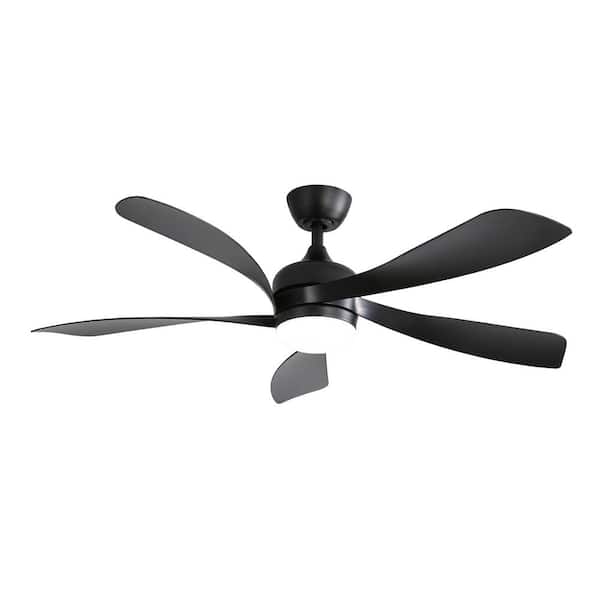 Lasaideal 52 in. Integrated LED Indoor Black Downrod Mount Ceiling Fan With Light Kit and Remote Control
