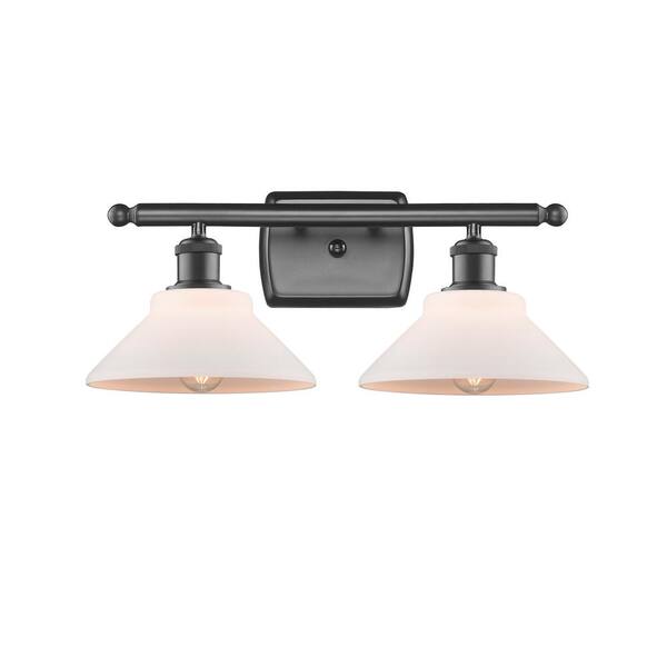 Innovations Orwell 18 In 2 Light Oil Rubbed Bronze Vanity Light With Matte White Glass Shade