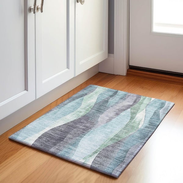 Chantille Machine Washable Indoor/Outdoor Abstract ACN1989 Teal 2 ft. x 3 ft. Accent Rug
