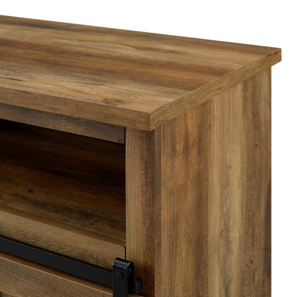 Rustic Oak 52" Modern Farmhouse TV Stand with Sliding Barn Doors