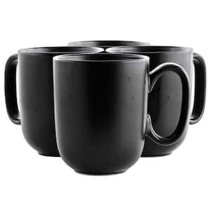 Landon 4 Piece 15 oz. Round Stoneware Mug Set in Pepper Black