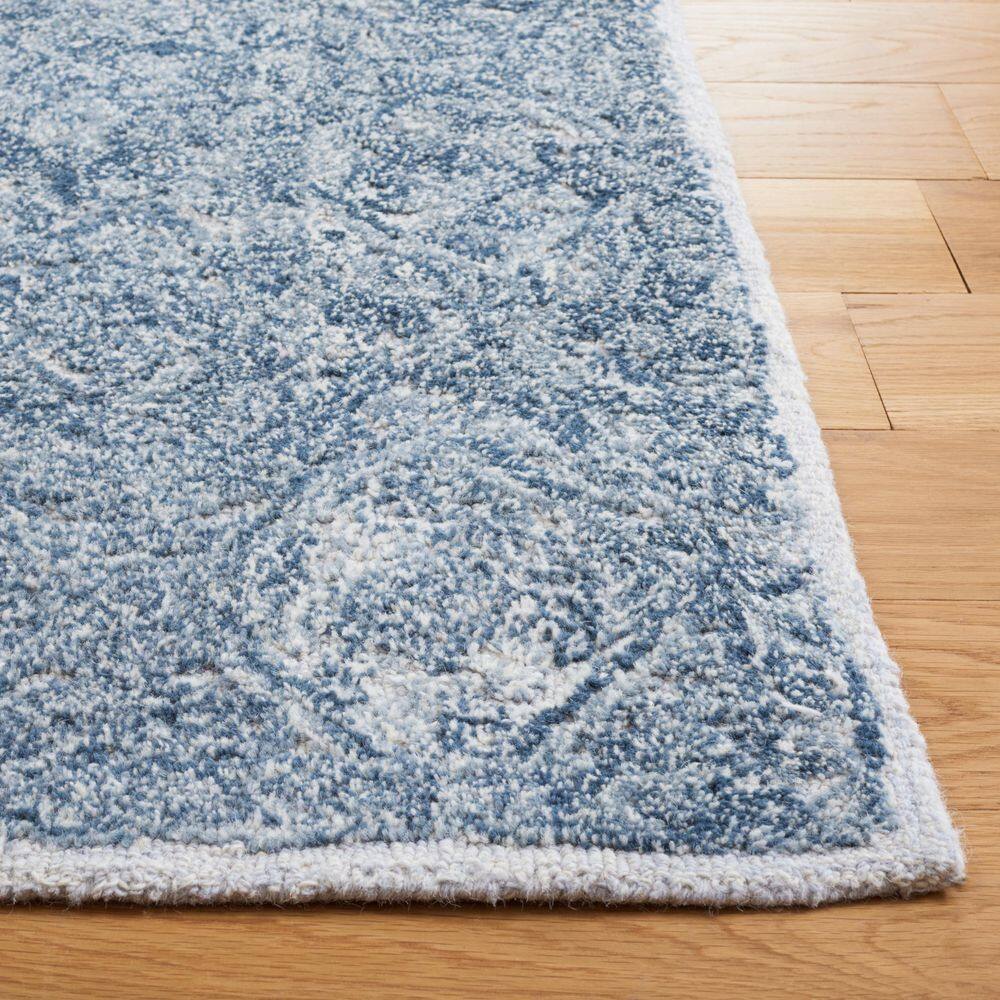 Handmade Blue and Grey Wool Tufted 4' x 6' Area Rug