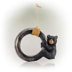 8 in. Tall Outdoor Bear Swinging On Tire Bird Feeder