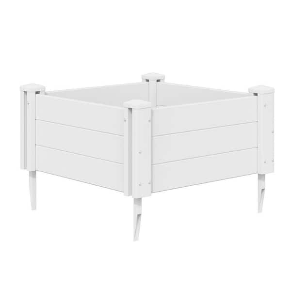 27.5 in. L x 11.8 in. H Outdoor White Rectangular Plastic Rail and Garden Fence Planter for Vegetables Flowers