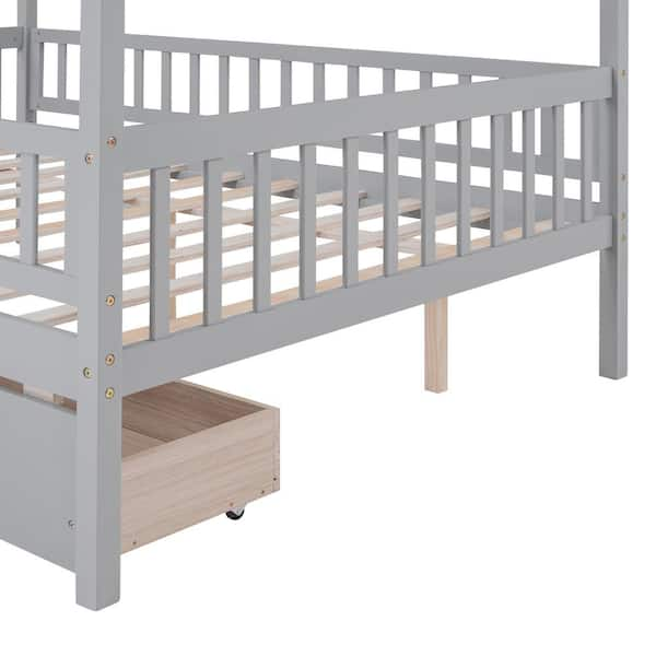 House Bed with Two Drawers and Guard Rails, Fence-Shaped Guardrail, Twin  Size - Bed Bath & Beyond - 37502692