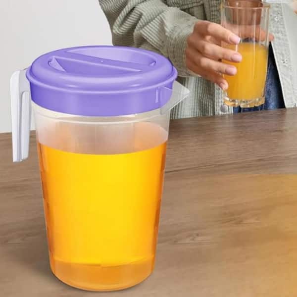 Wudkey 6-Piece 67 fl. oz. Round Clear Plastic Pitcher with Lid
