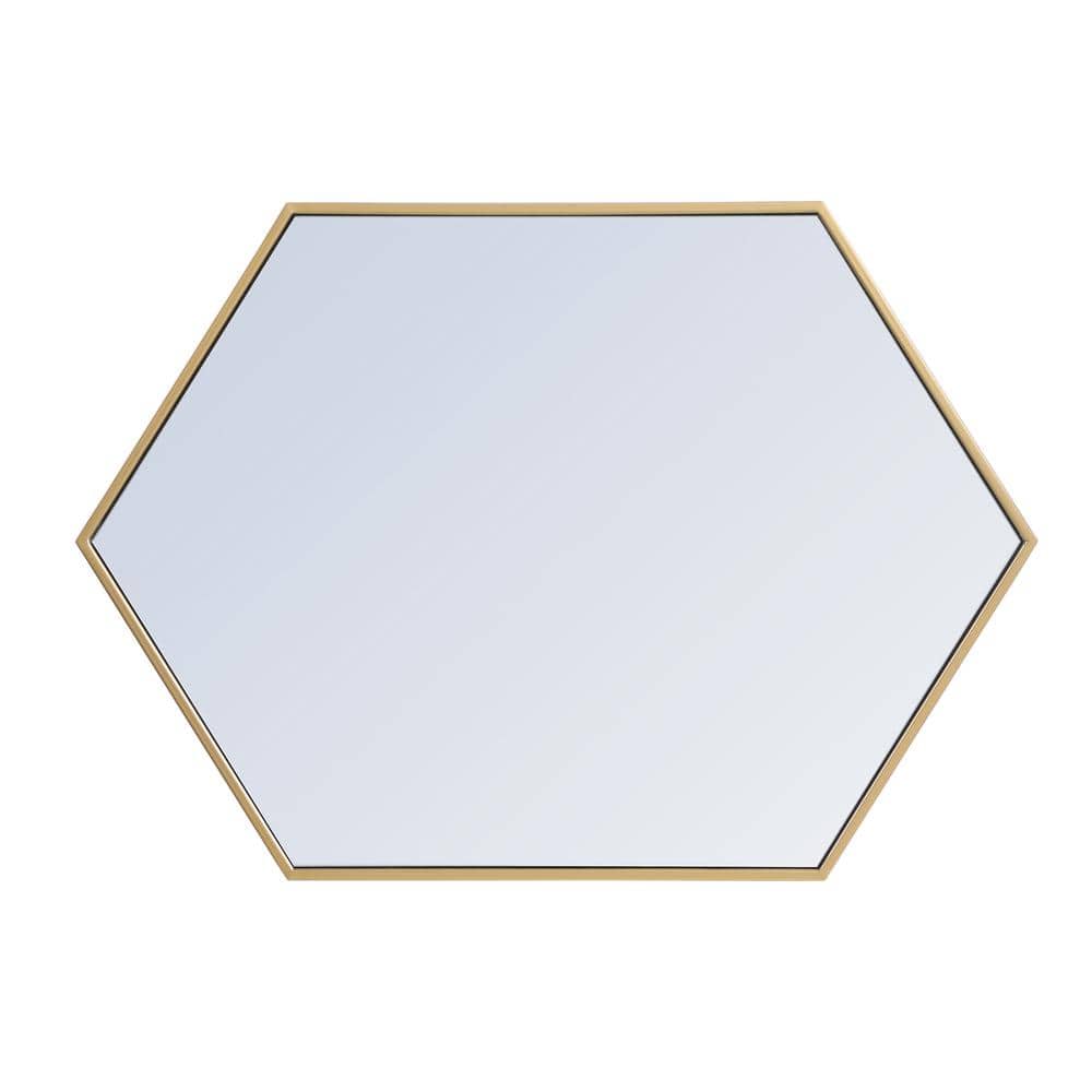 Contemporary Gold Hexagonal Wall Mirror with Metal Frame