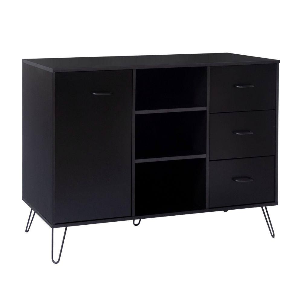 The Urban Port Black Buffet Cabinet with Wooden Frame and 3-Drawers UPT ...