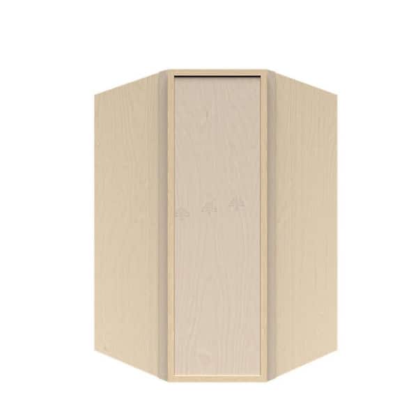 Slim Shaker Assembled 24 in. W x 42 in. H x 12 in. D Wall Diagonal Corner Kitchen Cabinet in Natural Wood