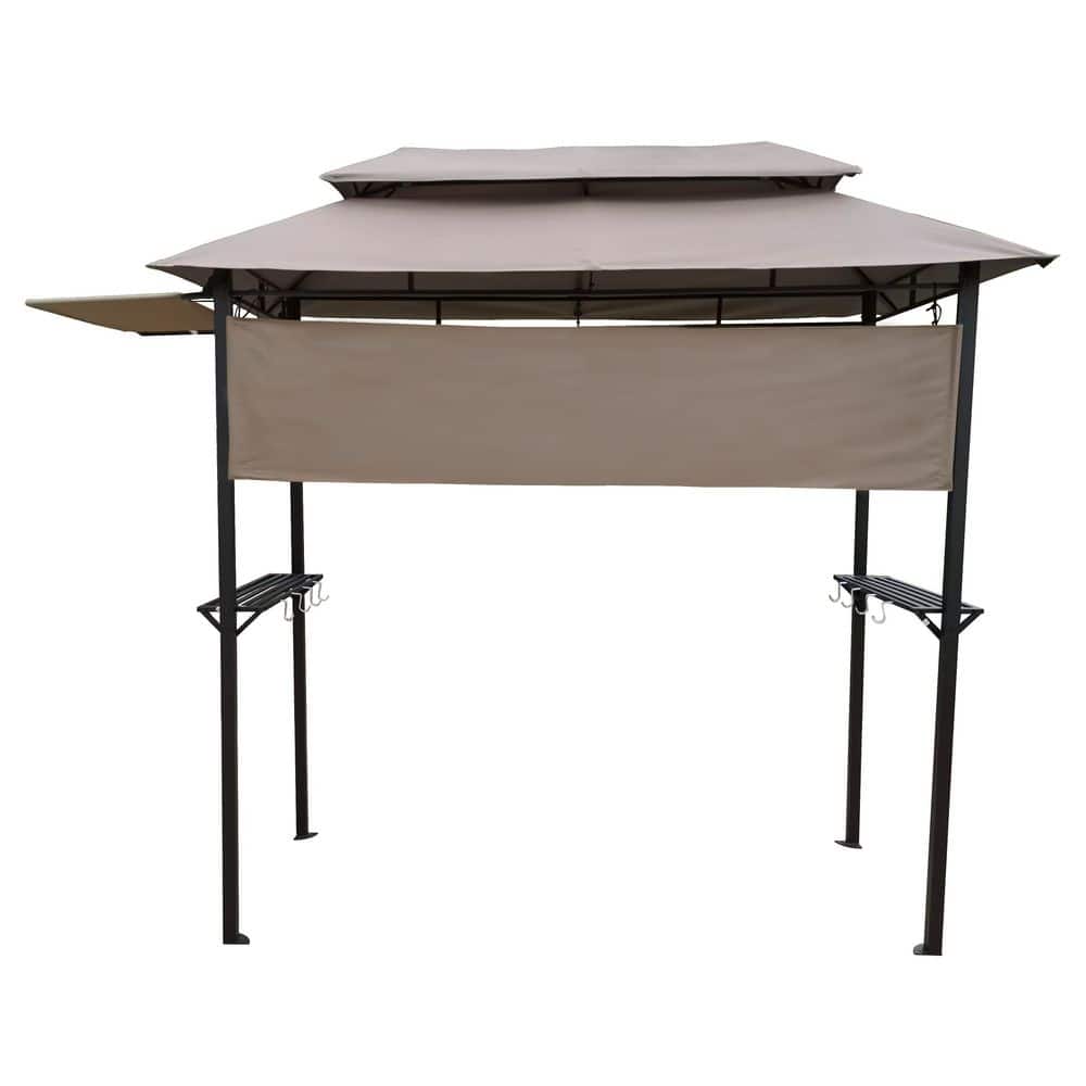 8 ft x 4 ft Beige Grill Gazebo with 2 Shelves 7 Hooks Metal Frame Soft Top price history on PriceWatchPro