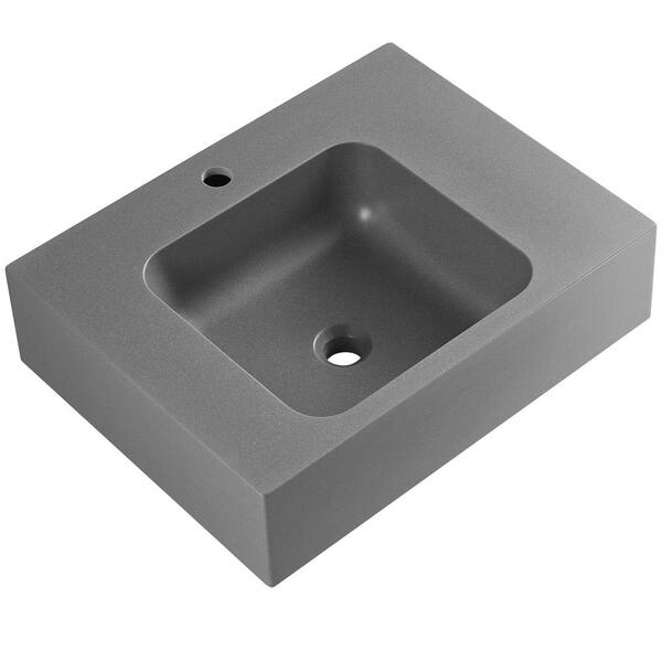 SERENE VALLEY 26 in. Wall-Mount or Countertop Install, Bathroom Sink with Single Faucet Hole in Matte Gray