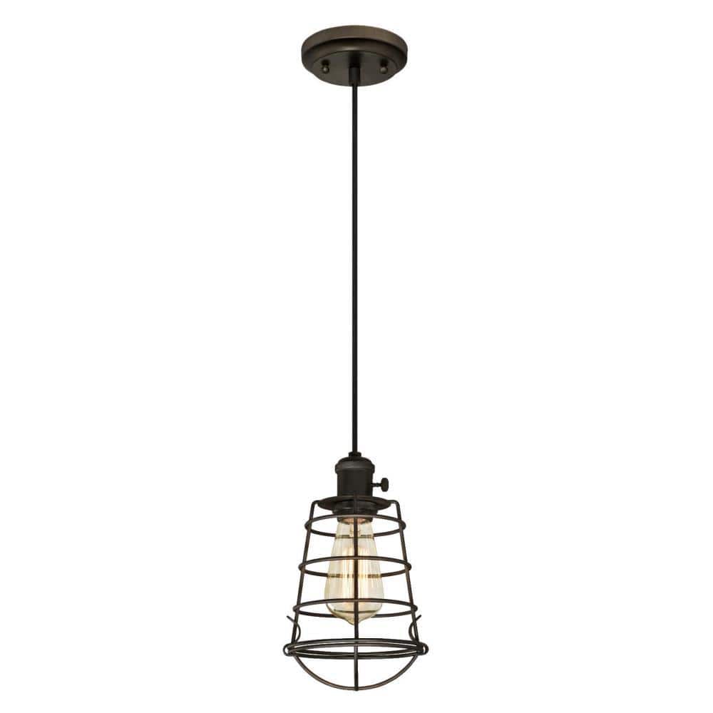 Nolan Oil Rubbed Bronze Mini Pendant with Open Cage Shade