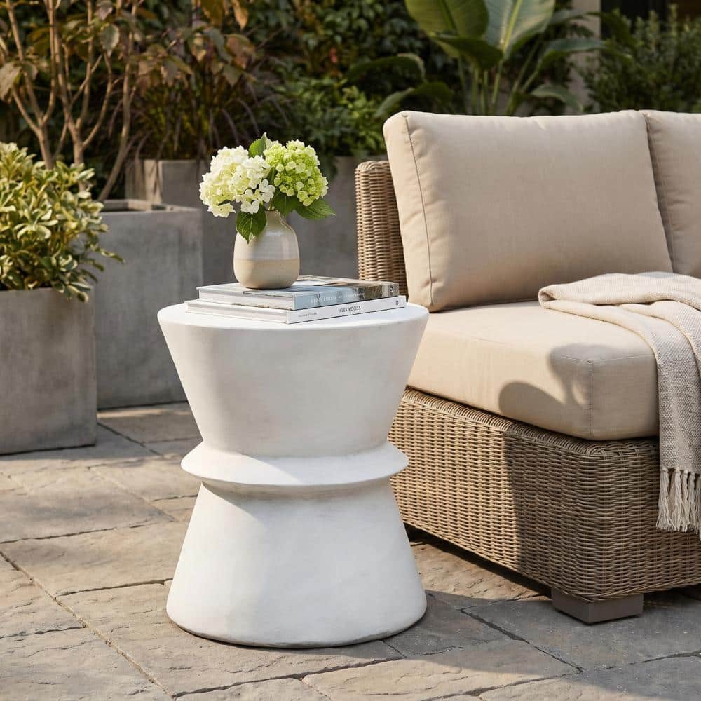 15.5 in. Antique White Lightweight Concrete Outdoor Side Table, No Assembly Required price history on PriceWatchPro