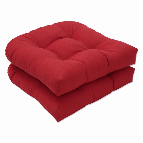Pillow Perfect Solid 19 x 19 Outdoor Dining Chair Cushion in Red (Set of 2)