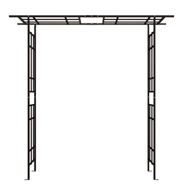 WTVWTV 78.15 x 16.93 x 77.56 in. Outdoor Black Trellis Metal Garden Arch Adjustable Width Garden Arch for Climbing Plants