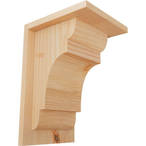 Ekena Millwork 7-1/2 in. x 8 in. x 12 in. Douglas Fir New Brighton Smooth Corbel with Backplate