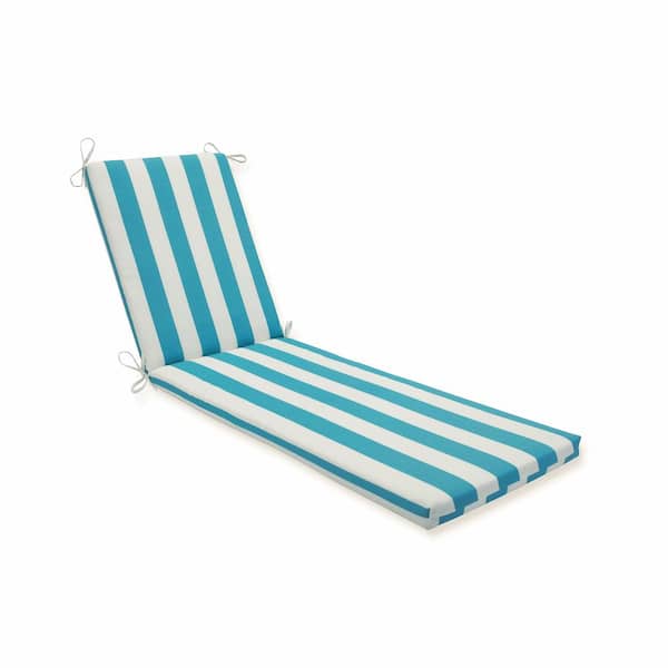 Pillow Perfect Striped 23 x 30 Outdoor Chaise Lounge Cushion in Blue/White Cabana Stripe