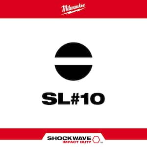 SHOCKWAVE Impact Duty 1 in. x 1/4 in. SL#10 Slotted Alloy Steel Insert Bit (2-Pack)