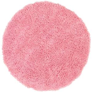 Classic Shag Ultra Pink 6 ft. x 6 ft. Round Solid Area Rug