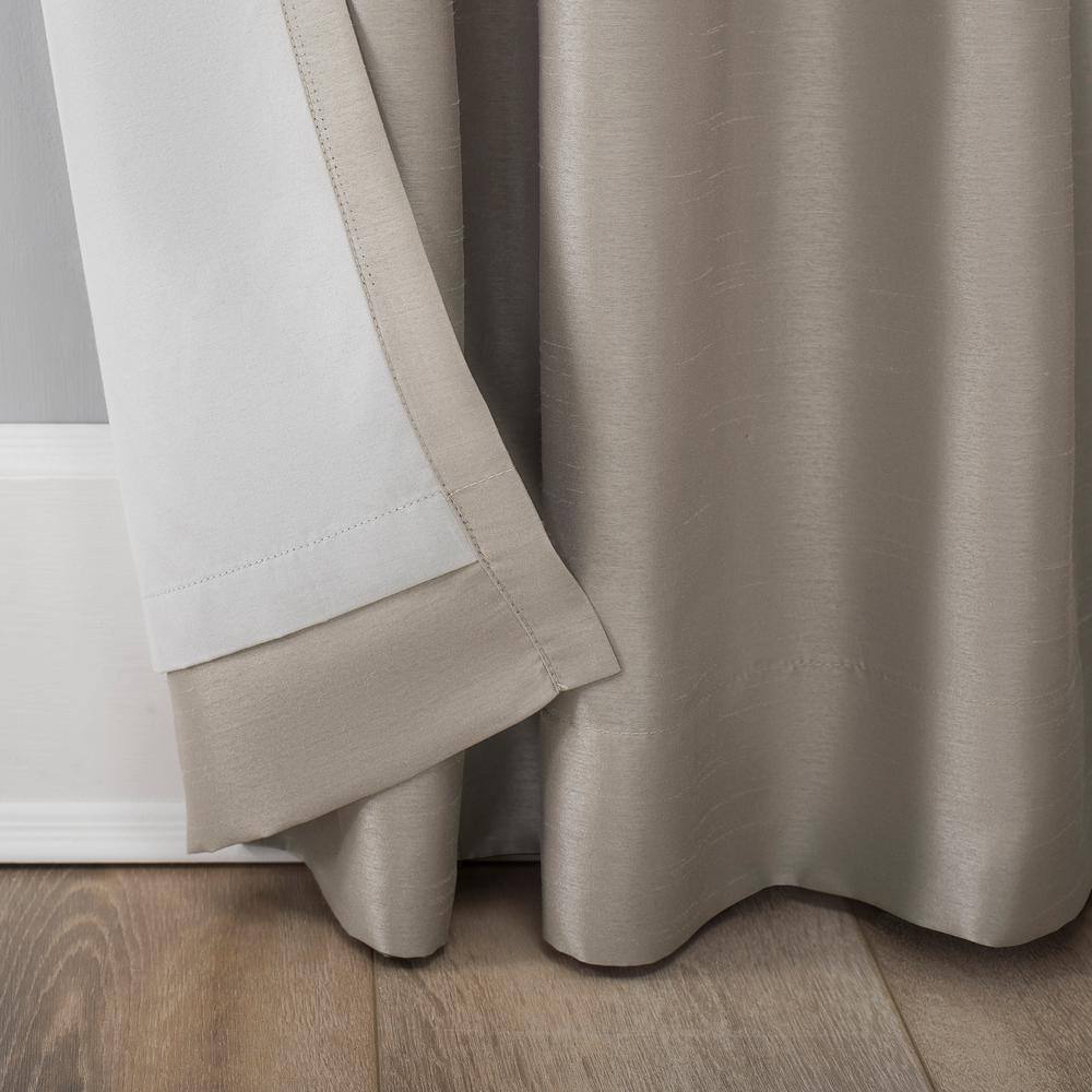 Stone Beige Faux Silk Blackout Curtain Panel, 50" x 63"