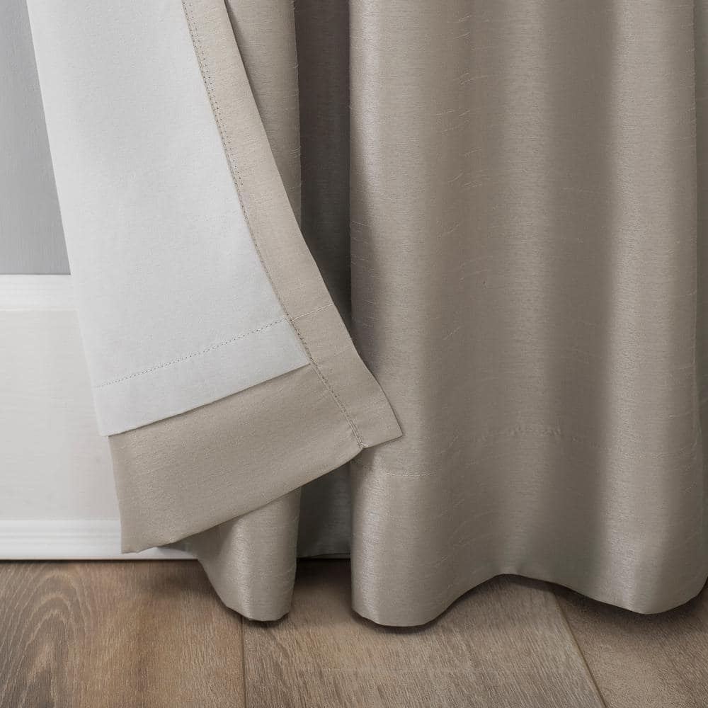 Stone Faux Silk Blackout Back Tab Curtain Panel, 50" x 84"