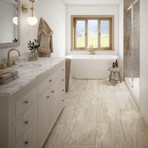 St. Clamont Ivory Marble 5 in. x 5 in. Glazed Porcelain Floor and Wall Tile Sample