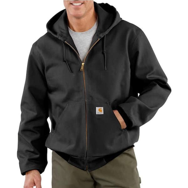 Carhartt Men's Large Black Cotton Duck Active Jacket Thermal Lined J131 ...