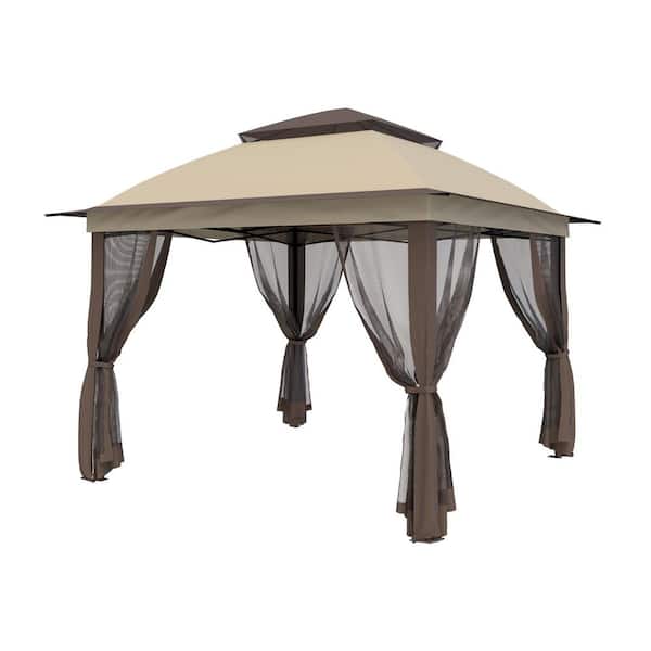 11 ft. x 11 ft. Pop-Up Steel Gazebo with Vented Double Roof, Mosquito Netting, and Carry Bag