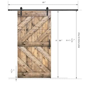 Triple KL Series 42 in. x 84 in. Fully Set Up Dark Walnut Finished Pine Wood Sliding Barn Door With Hardware Kit