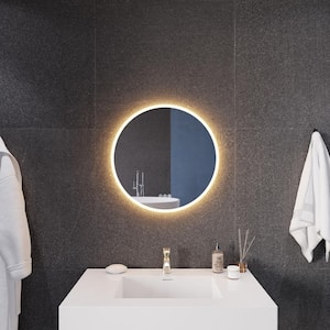 24 in. W x 24 in. H Large Round Frameless LED Front/Back Lighting Wall Mounted Bathroom Vanity Mirror with Defogger