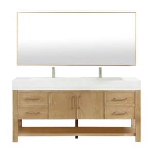 Vera 72 in.W x 19.7 in.D x 34.6 in.H Single Sink Bath Vanity in Ash Grey with White Composite Sink Top and Mirror