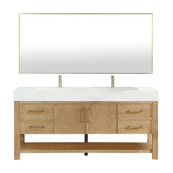 Vera 72 in.W x 19.7 in.D x 34.6 in.H Single Sink Bath Vanity in Ash Grey with White Composite Sink Top and Mirror