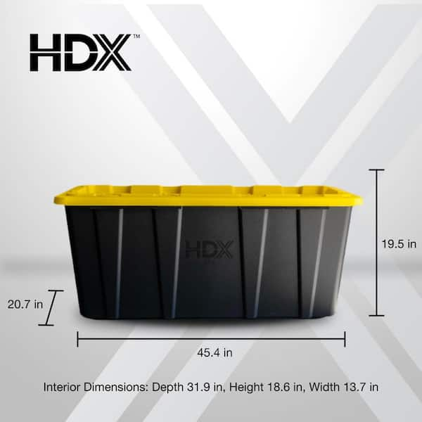 HDX 57 แกลลอน Tough Storage Tote สีดำHDX 57 แกลลอน Tough Storage Tote สีดำ  