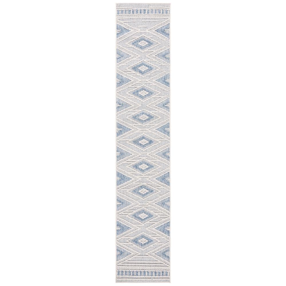 Santorini Blue/Ivory 2 ft. x 10 ft. Geometric Diamond Indoor/Outdoor Runner Rug price history on PriceWatchPro