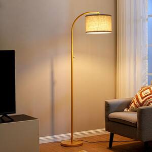 63.4 in. 1-light Arc Dimmable Floor Lamp  for living room with fabric drum shad