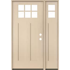 PINNACLE Craftsman 50 in. x 80 in. 6-Lite Left-Hand/Inswing Clear Glass Unfinished Fiberglass Prehung Front Door/RSL