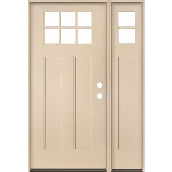 Krosswood Doors PINNACLE Craftsman 50 in. x 80 in. 6-Lite Left-Hand/Inswing Clear Glass Unfinished Fiberglass Prehung Front Door/RSL