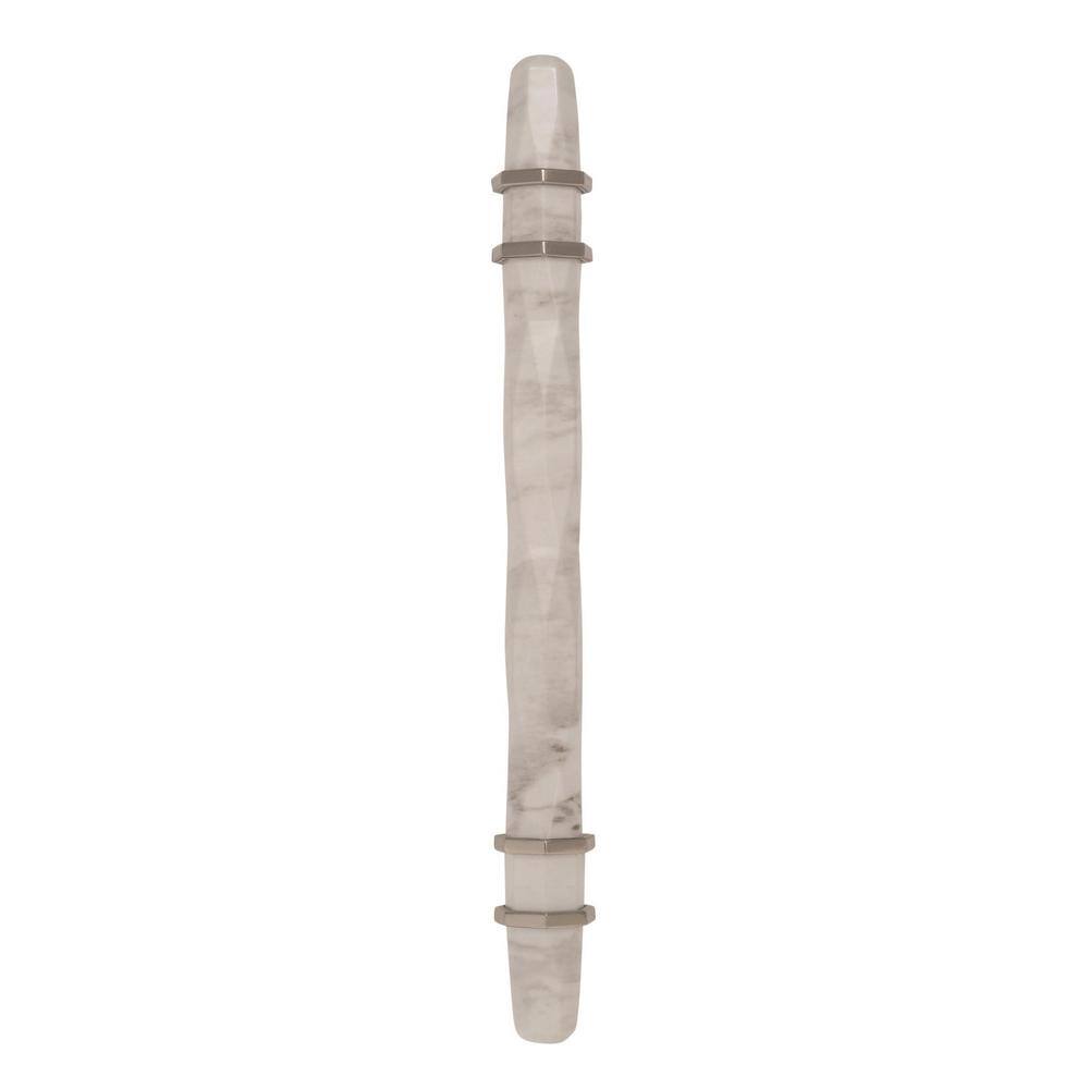 Marble White and Polished Nickel Cabinet Pull Bar
