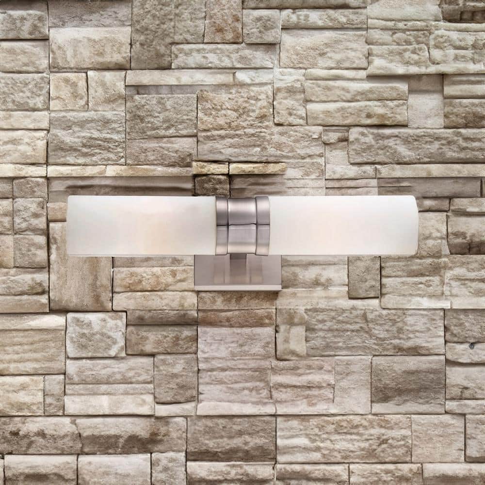 Elegant Brushed Nickel Cylinder Sconce with Etched Opal Glass